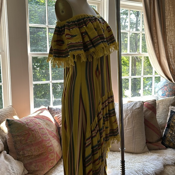 MARINA St Barth high low fringe detailed maxi dress. Sequence details on stripes - Picture 4 of 7